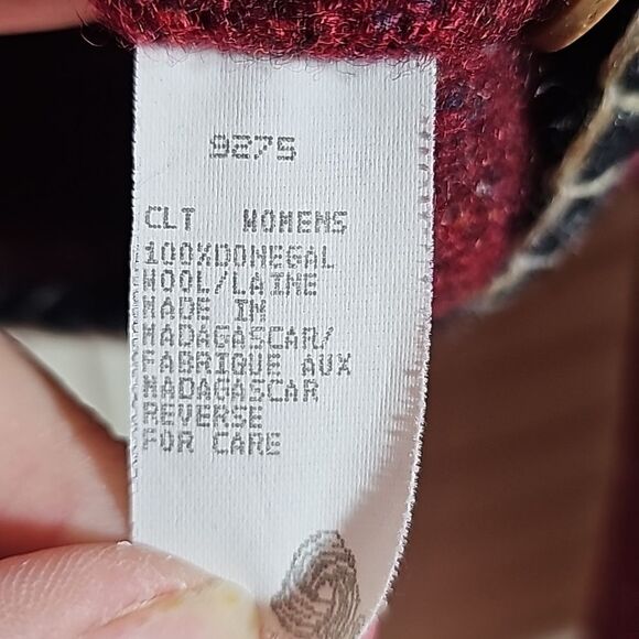 Cardigan by Woolrich Wool Cotton Tweed Blend Maroon with color flecks Size Large - Picture 4 of 6